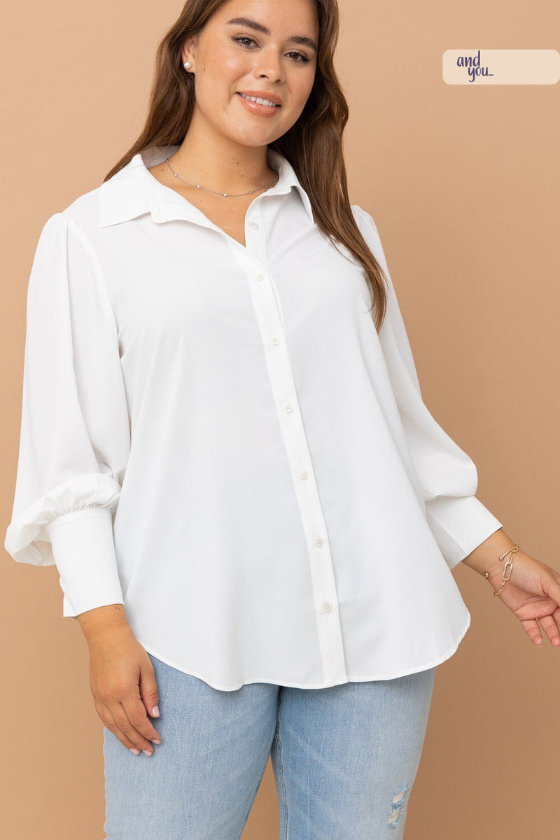 Long Puff Sleeve Blouse - Plus-Size Women's Clothes online | Dresses, tops, bottoms & more - Et Tu Boutique