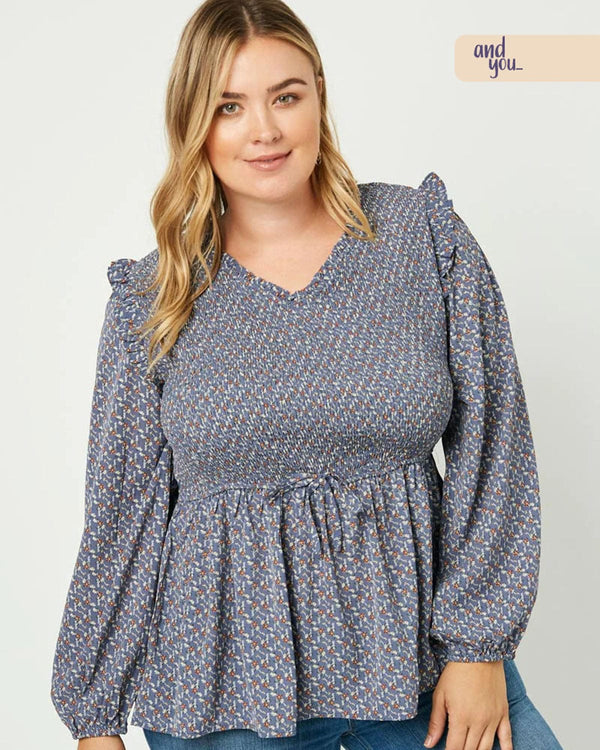 Smocked Ruffled Blouse - Plus-Size Women's Clothes online | Dresses, tops, bottoms & more - Et Tu Boutique