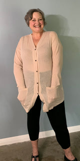 V-Neck Neutral Cardigan - Plus-Size Women's Clothes online | Dresses, tops, bottoms & more - Et Tu Boutique
