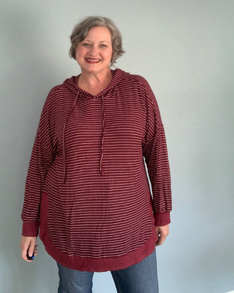 Striped Cotton Hoodie - Plus-Size Women's Clothes online | Dresses, tops, bottoms & more - Et Tu Boutique