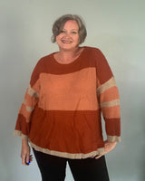 Fall Color Block Sweater - Plus-Size Women's Clothes online | Dresses, tops, bottoms & more - Et Tu Boutique