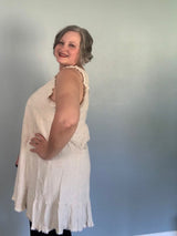 Frayed Sleeveless Linen Dress - Plus-Size Women's Clothes online | Dresses, tops, bottoms & more - Et Tu Boutique