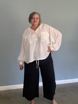 Frayed Hem Pants - Plus-Size Women's Clothes online | Dresses, tops, bottoms & more - Et Tu Boutique
